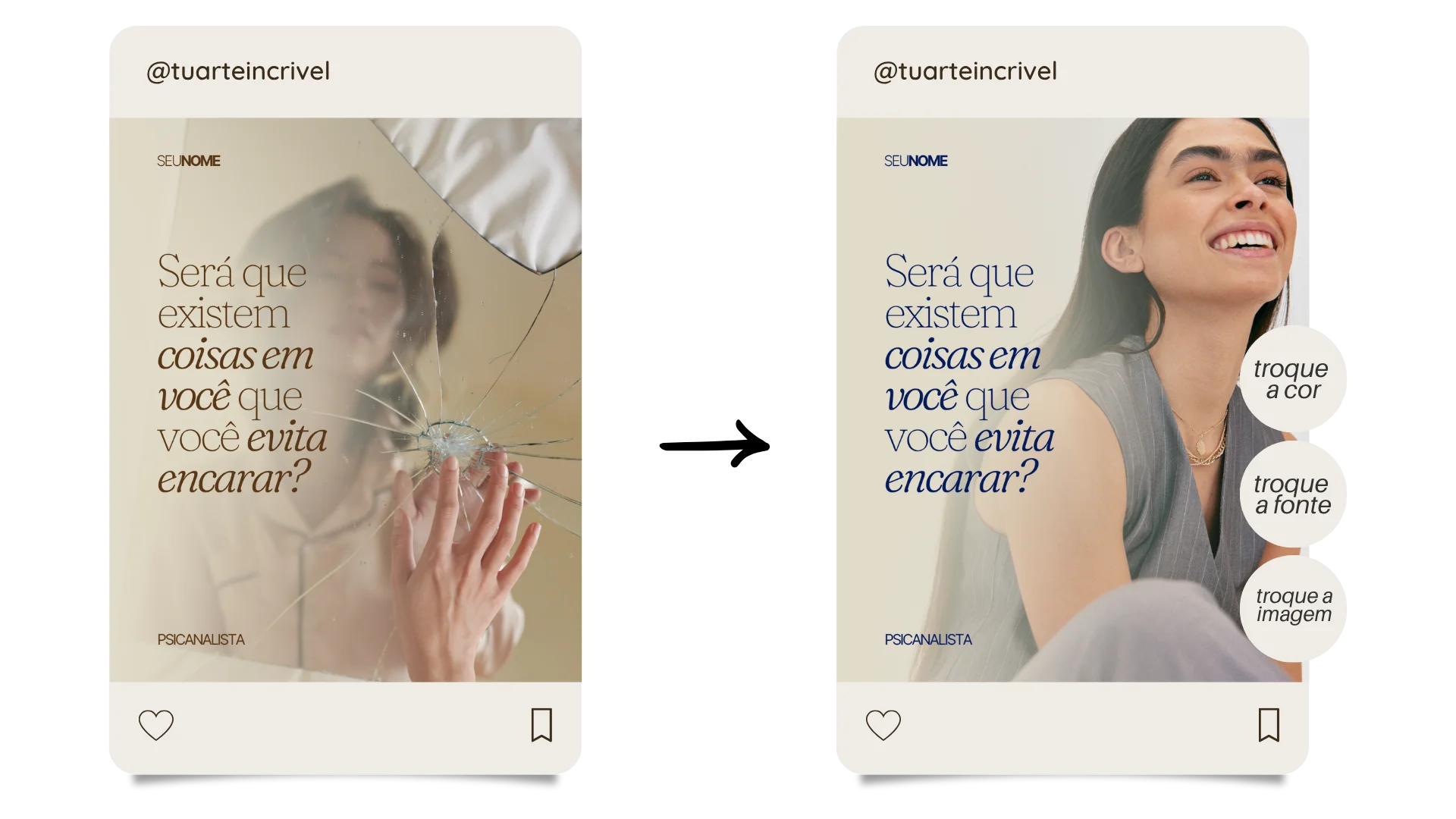 Demonstração de edição dos templates no Canva